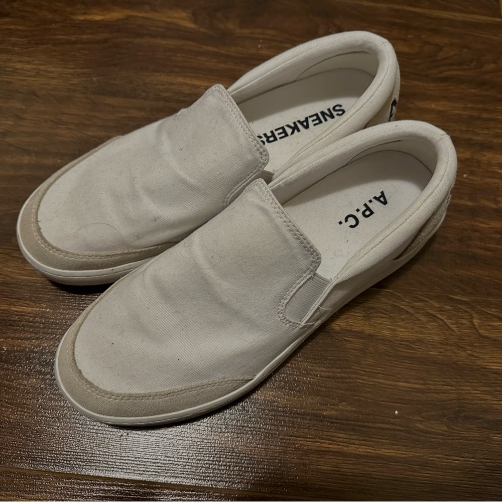 A.P.C. Men's White Slip-On Sneakers